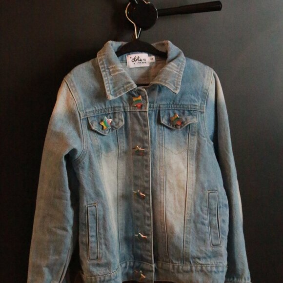 Lola + the Boys Rainbow Unicorn Denim Jacket - Picture 3 of 5